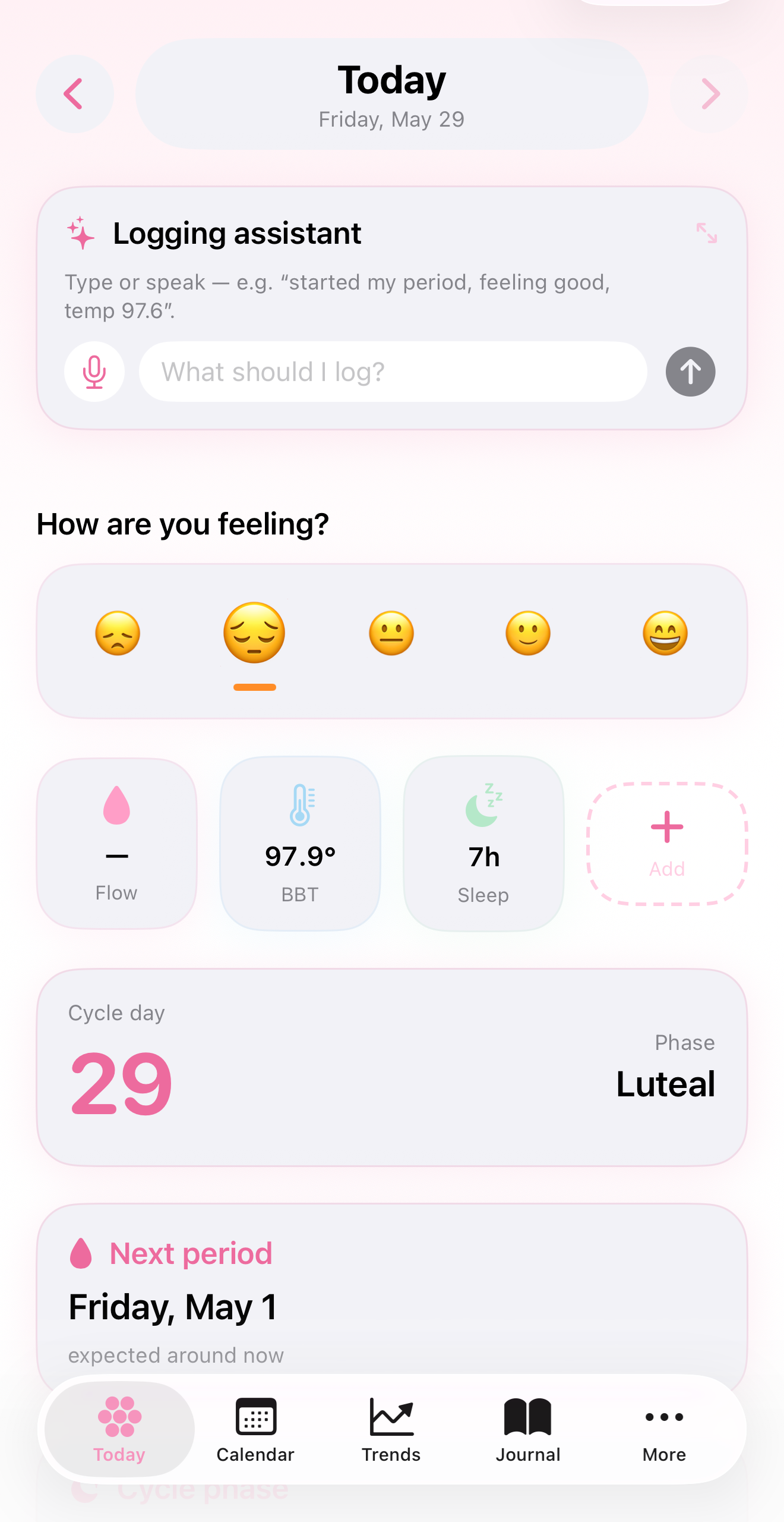 Hoo-Ha Today screen on iPhone